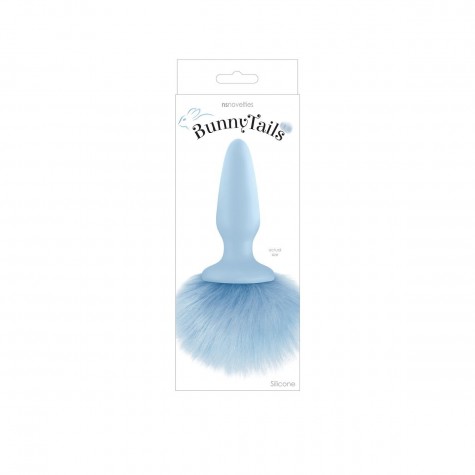 Голубая анальная пробка с голубым хвостиком Bunny Tails Blue