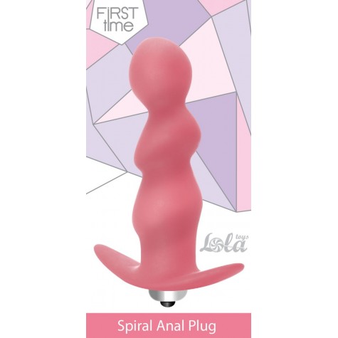 Розовая анальная пробка с вибрацией Spiral Anal Plug - 12 см.