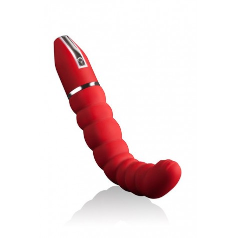 Красный гнущийся анальный вибратор PURRFECT SILICONE DELUXE 5.5INCH - 14 см.