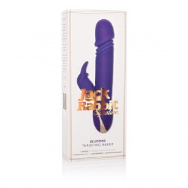 Фиолетовый вибратор с поступательным движением Jack Rabbit Signature Silicone Thrusting Rabbit - 20 см.